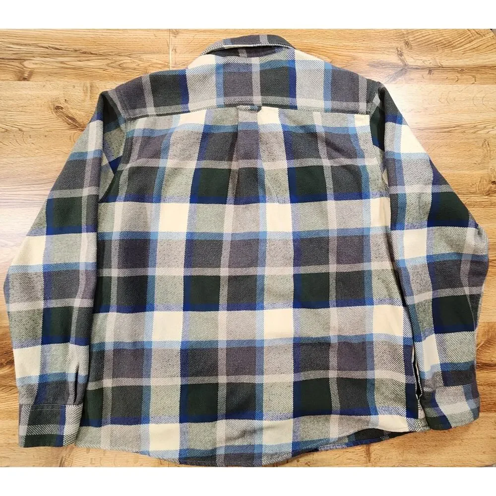 ORVIS HEAVY Flannel Shirt Jacket‎ Mens Size XXL Blue/White/Gray Plaid Flannel